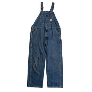 Vintage Carhartt Denim Bib Overalls Mens 40x30 Blue Carpenter Workwear Painter